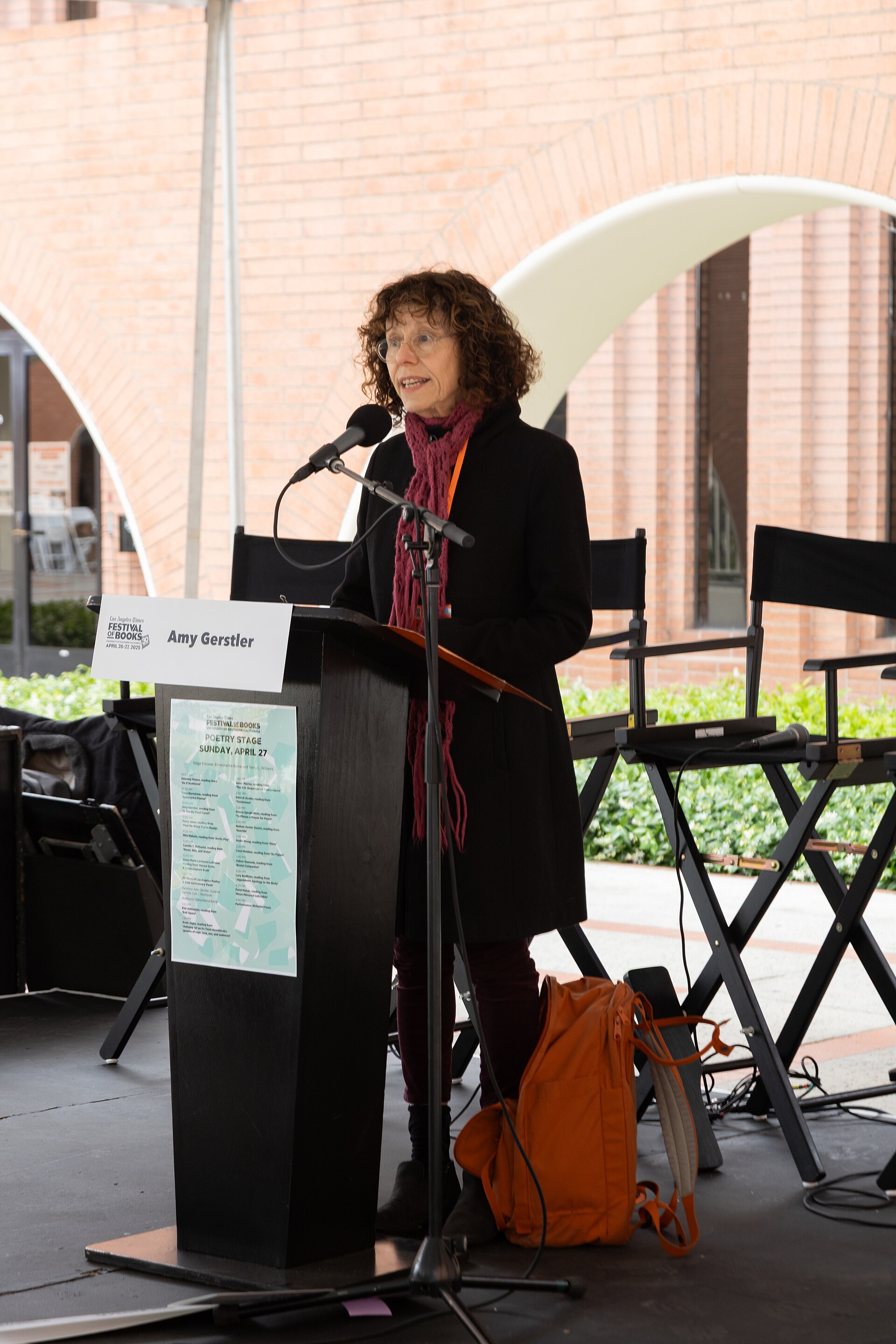 Amy Gerstler, poet, at the Los Angeles Festival of Books in Los Angeles, California in April 2025.
