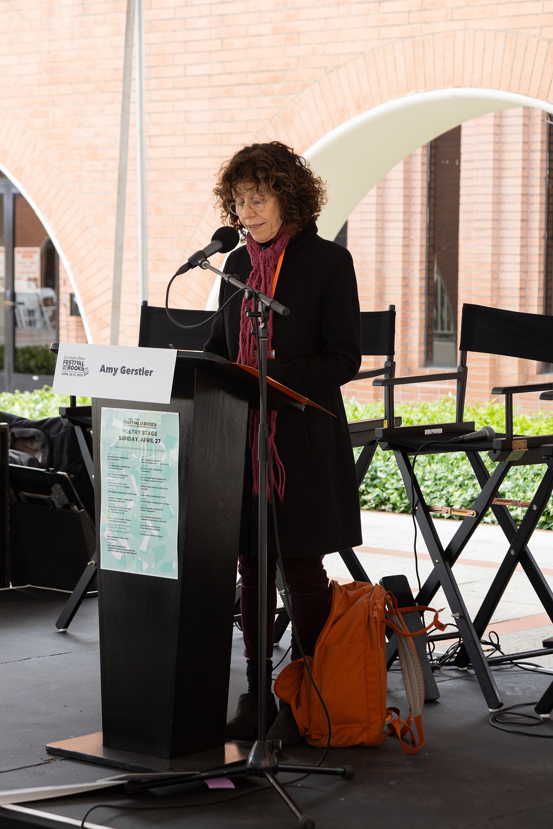 Amy Gerstler, poet, at the Los Angeles Festival of Books in Los Angeles, California in April 2025.