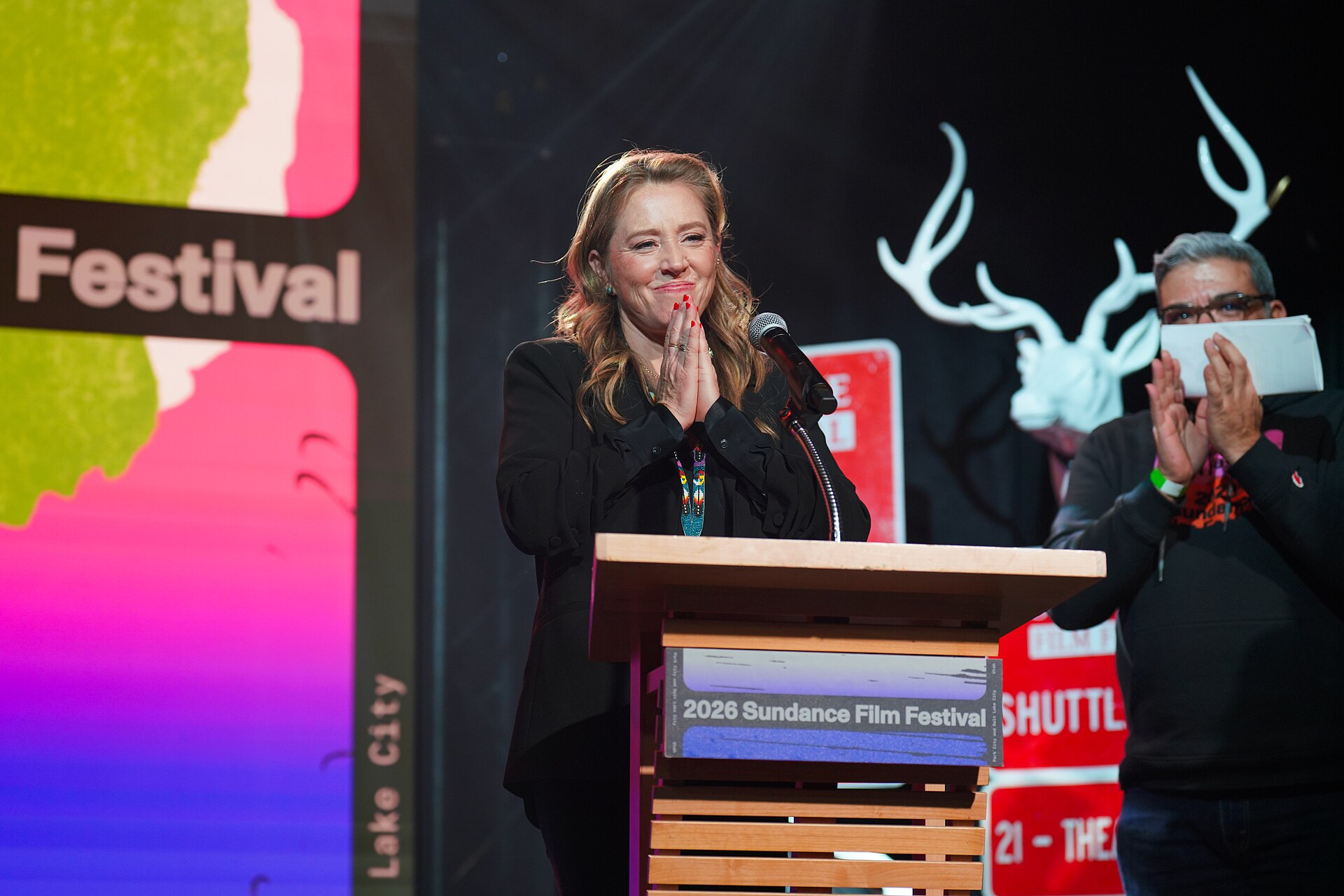 Amy Redford speaking at Everyone Has A Story: Four Decades of the Sundance Film Festival in Utah