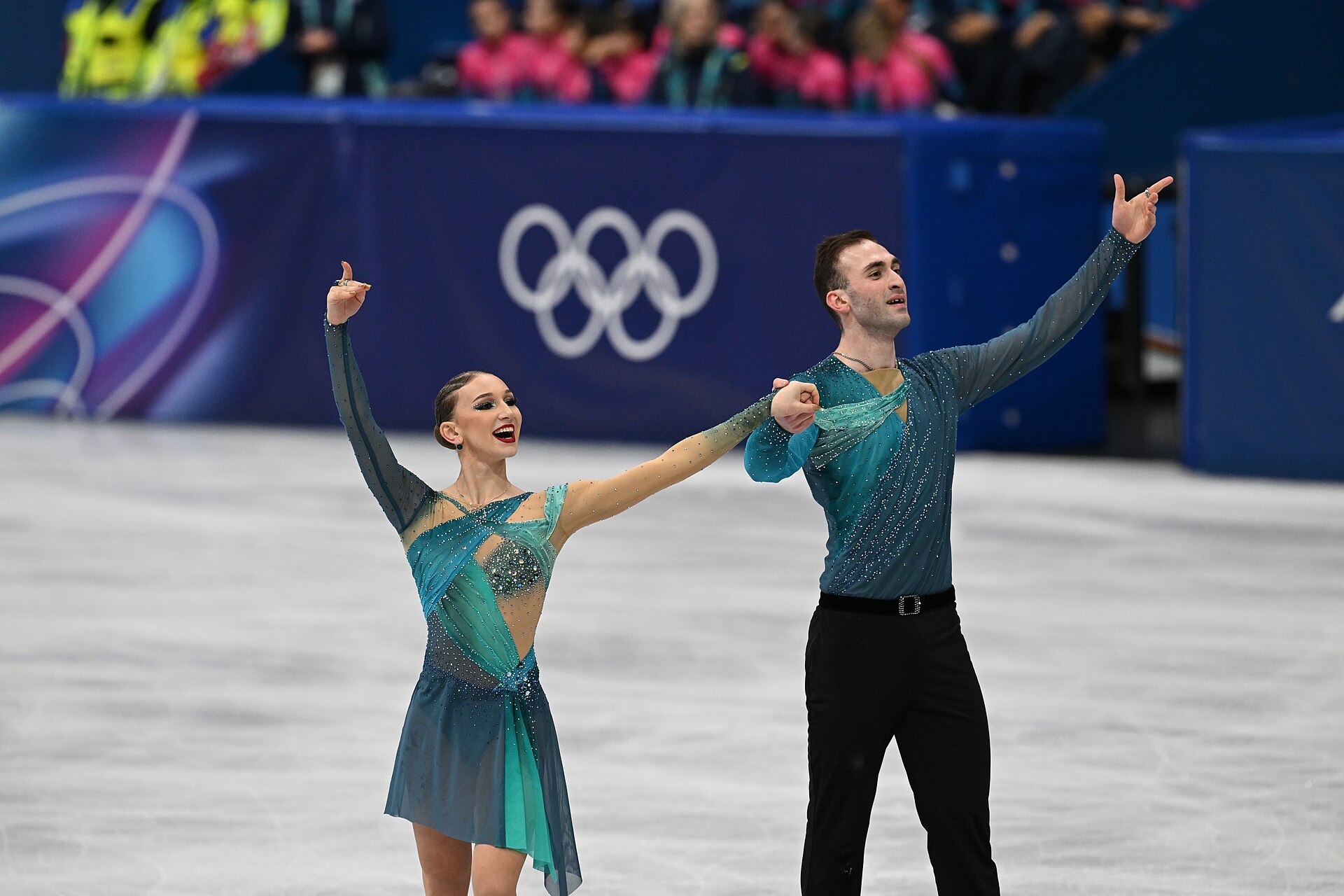 MILAN, ITALY - 16 FEBRUARY 2026: Anastasiia METELKINA and Luka BERULAVA of Georgia compete during the Figure Skating Pair Skating Free Skating at the Olympic Winter Games Milano Cortina 2026 Milano Ice Skating Arena on February 16, 2026 in Milan, Italy