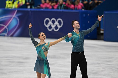 MILAN, ITALY - 16 FEBRUARY 2026: Anastasiia METELKINA and Luka BERULAVA of Georgia compete during the Figure Skating Pair Skating Free Skating at the Olympic Winter Games Milano Cortina 2026 Milano Ice Skating Arena on February 16, 2026 in Milan, Italy