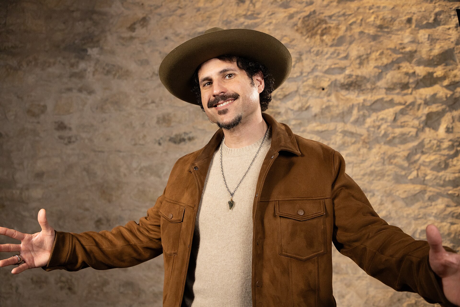 Andrew James Gonzales, Producer/Director, at the WikiPortraits studio at the 2025 SXSW Festival.
