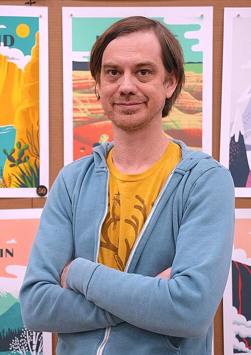 Andrew Saeger, Factory 43, Flatstock exhibit at SXSW 2025 in Austin, Texas in March 2025.