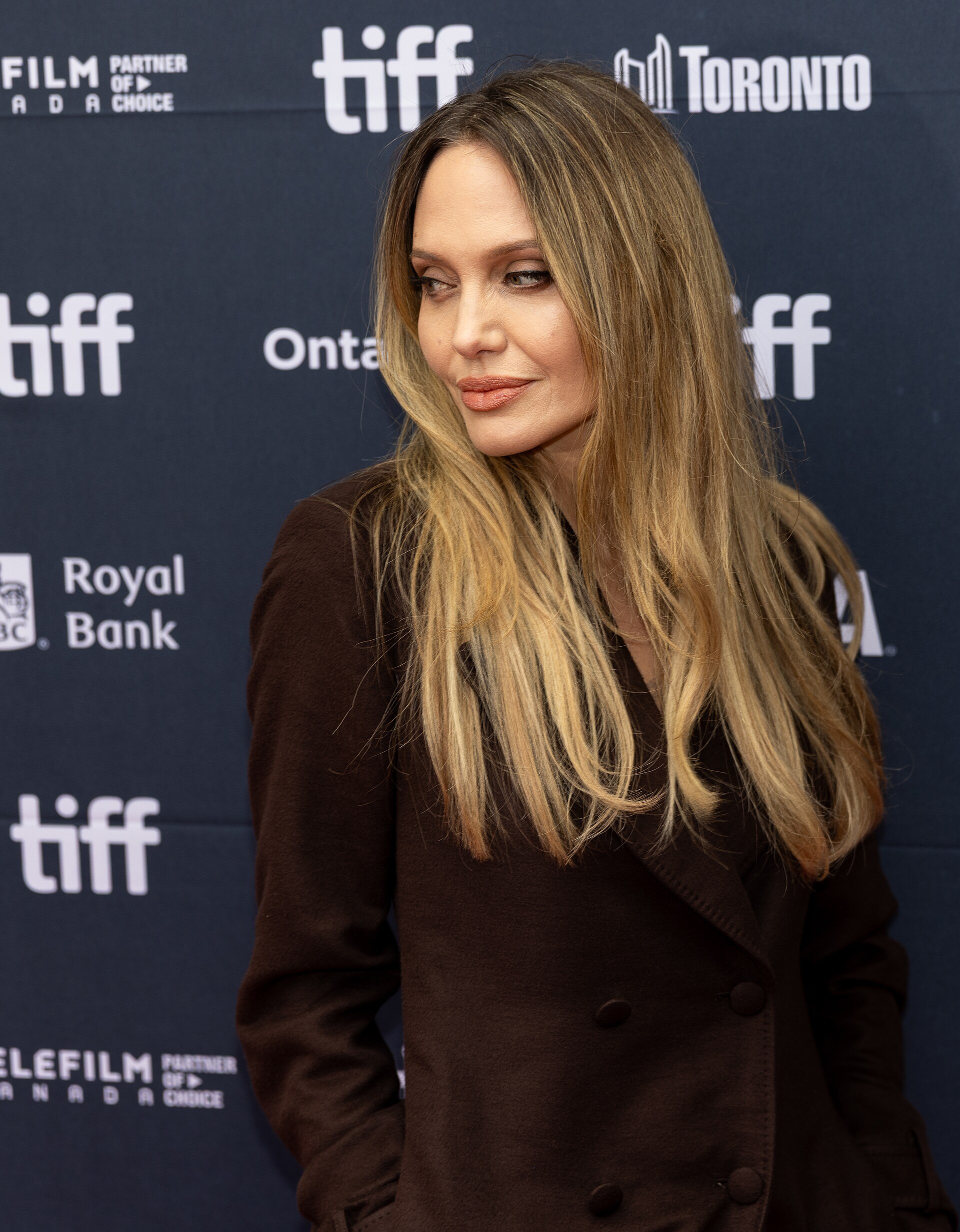 Angelina Jolie, actor, at the 2025 Toronto International Film Festival (TIFF) for the movie Couture.