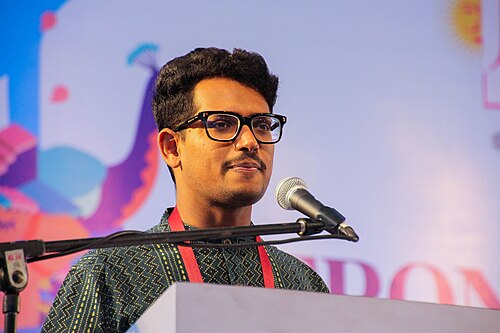Anirudh Kanisetti, writer and historian, at the 2025 Jaipur Literature Festival in Jaipur, India.