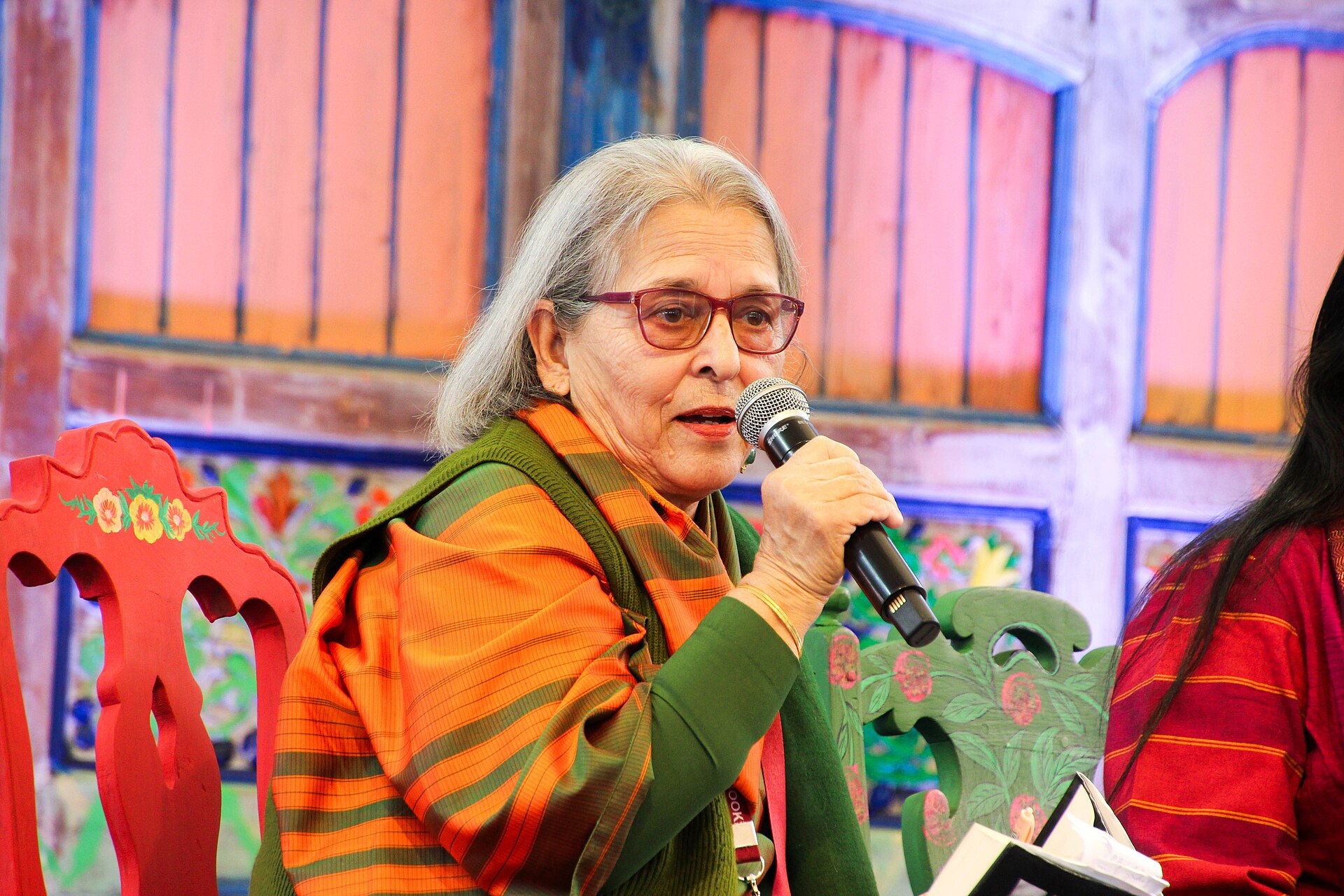 Anjula Bedi, writer, at the 2025 Jaipur Literature Festival in Jaipur, India.