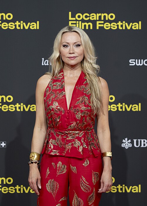 Director Anna Eriksson at the 78th Locarno Film Festival red carpet for E