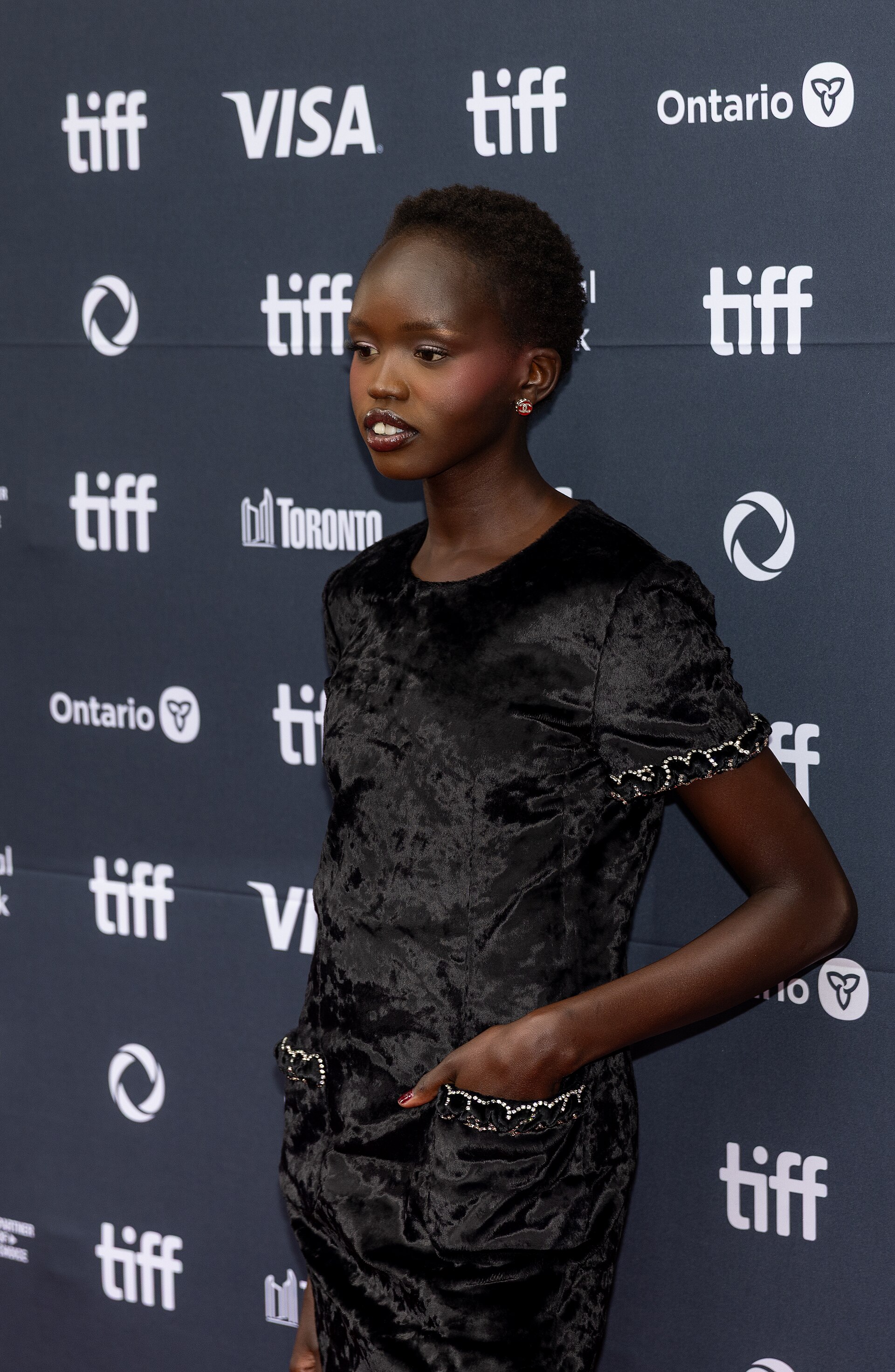 Anyier Anei, actor, at the 2025 Toronto International Film Festival (TIFF) for the movie Couture.