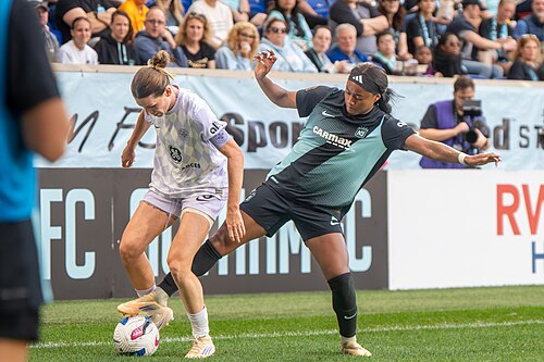 Arin Wright and Jaedyn Shaw during Gotham FC vs Racing Louisville on Oct 19, 2025