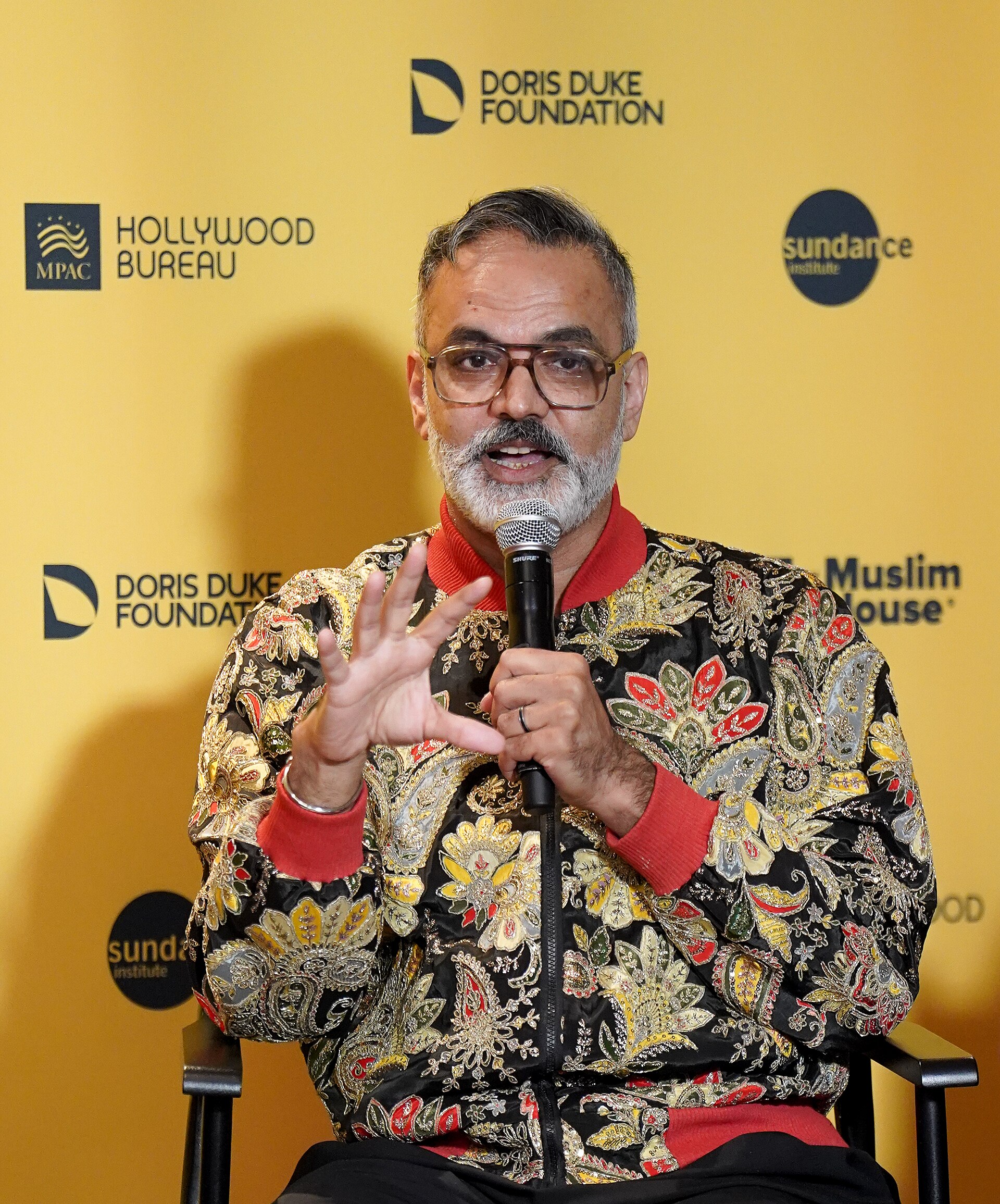 Arshad Khan, director, at Muslim House for Intersectional Muslim Stories Panel. Sundance, Park City UT. Jan 26, 2026