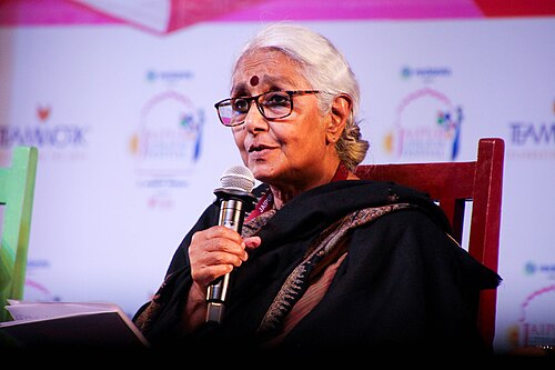 Aruna Roy, activist, at the Jaipur Literature Festival in Jaipur, India.