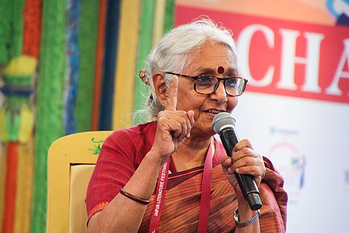 Aruna Roy, activist, at the Jaipur Literature Festival in Jaipur, India.