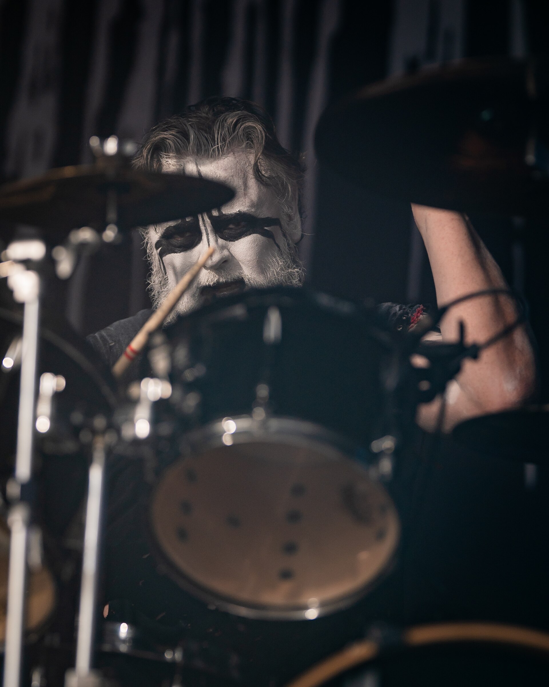 Asgeir Mickelson performs with black metal act Mork at Midgardsblot open air festival 2025