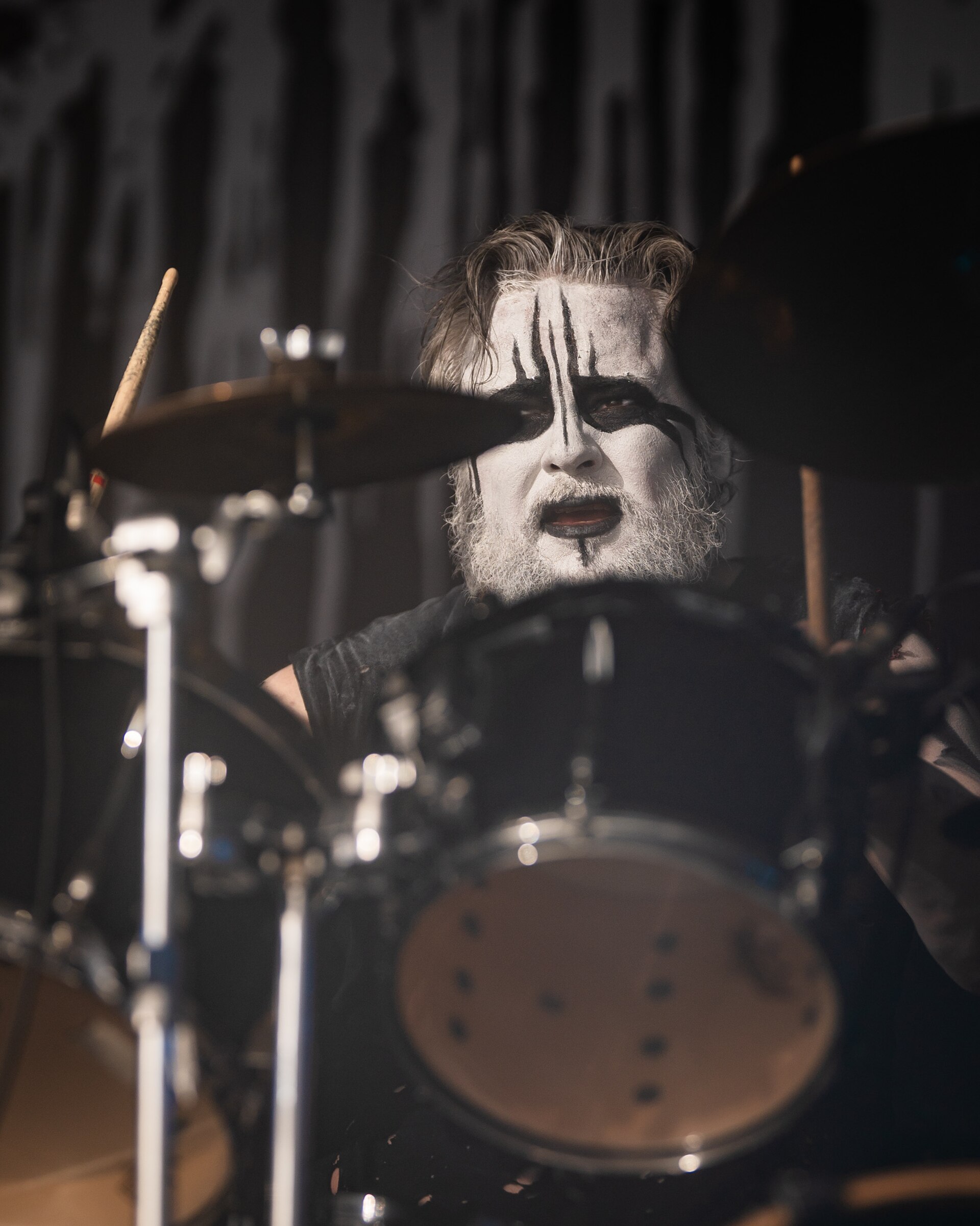 Asgeir Mickelson performs with black metal act Mork at Midgardsblot open air festival 2025