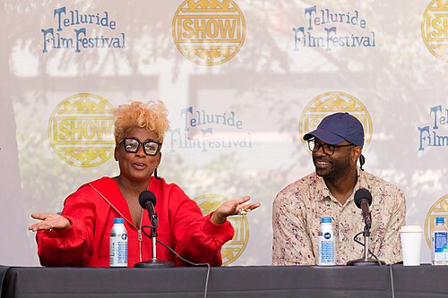 Aunjanue Ellis-Taylor and RaMell Ross at the 2024 Telluride Film Festival during the Sunday Noon Seminar panel discussion.