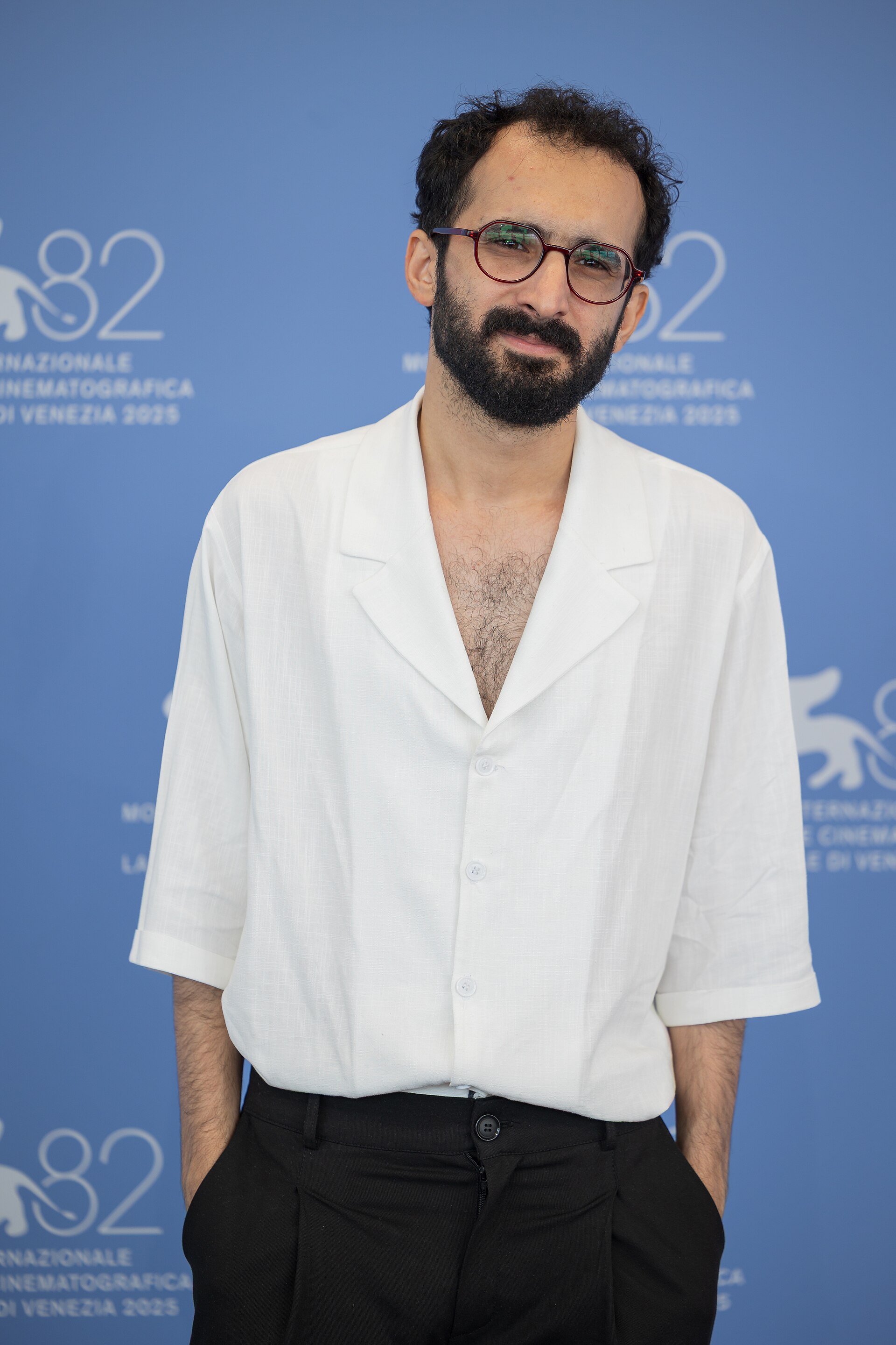 Bahman Ark, director, screenwriter, at 82nd Venice International Film Festival in Venice, Italy for the film "Komedie Elahi" (Divine Comedy).