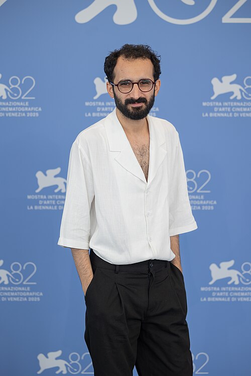 Bahman Ark, director, screenwriter, at 82nd Venice International Film Festival in Venice, Italy for the film "Komedie Elahi" (Divine Comedy).