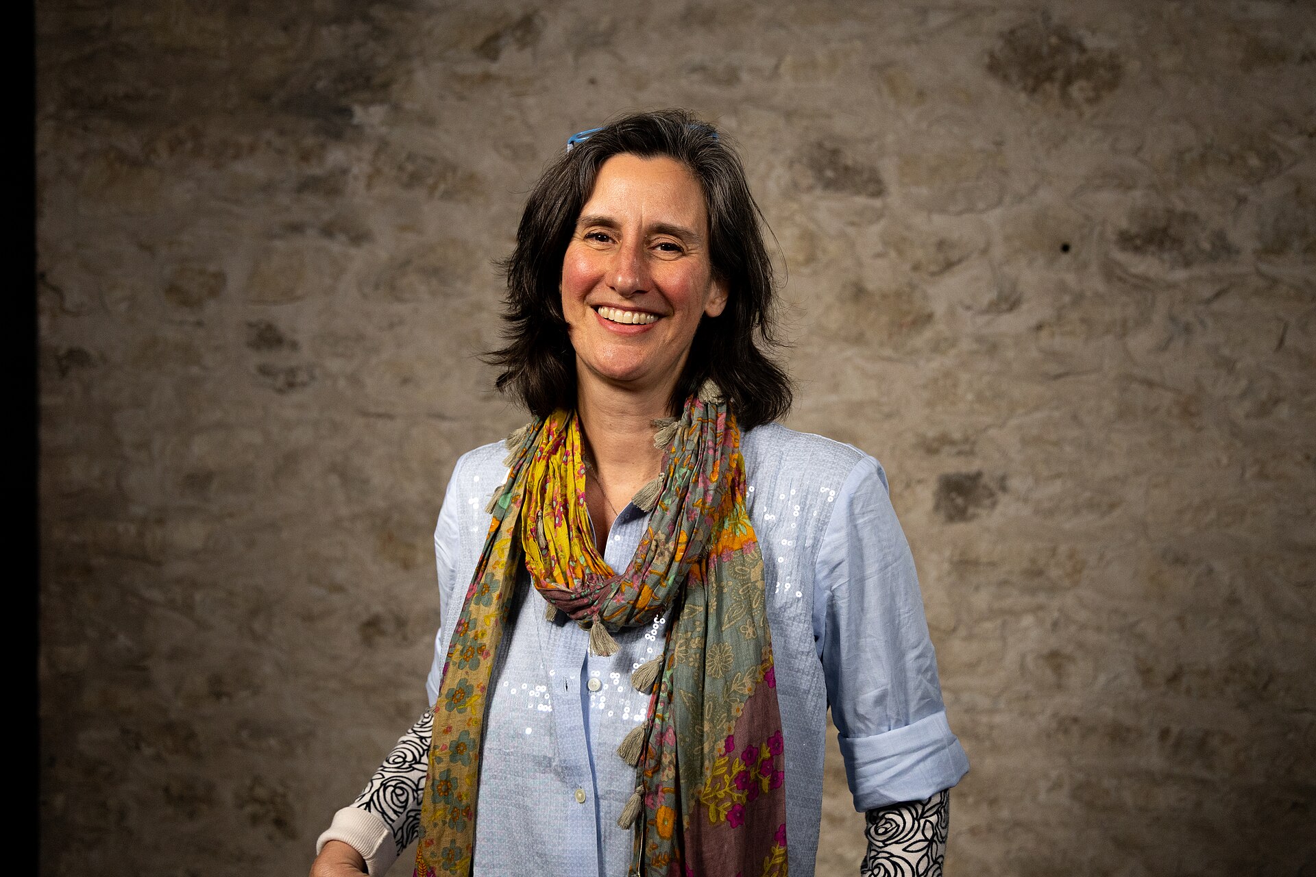 Barbara Ann Michaels, Founder, Jester of the Peace, at the WikiPortraits studio at the 2025 SXSW Festival.