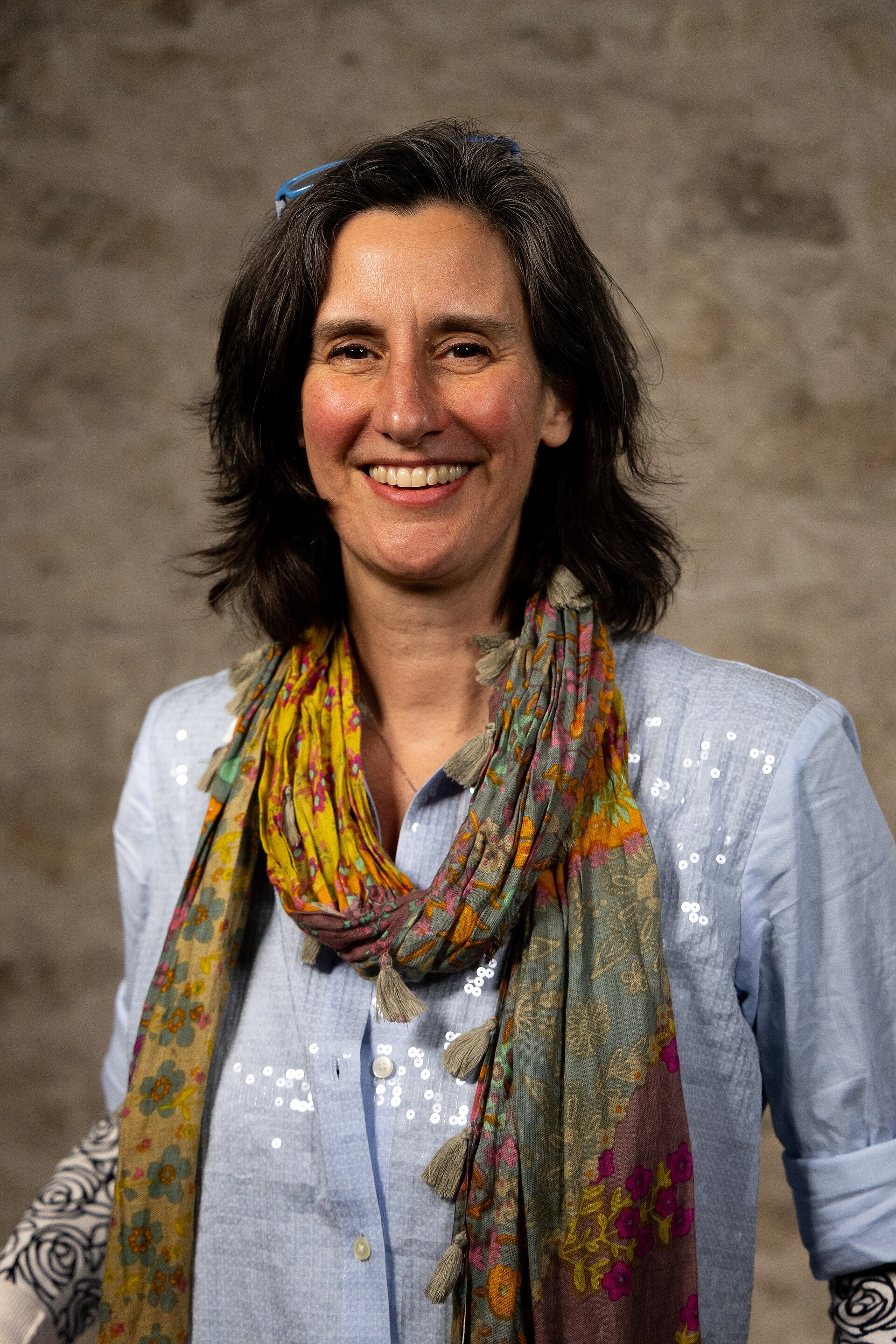 Barbara Ann Michaels, Founder, Jester of the Peace, at the WikiPortraits studio at the 2025 SXSW Festival.