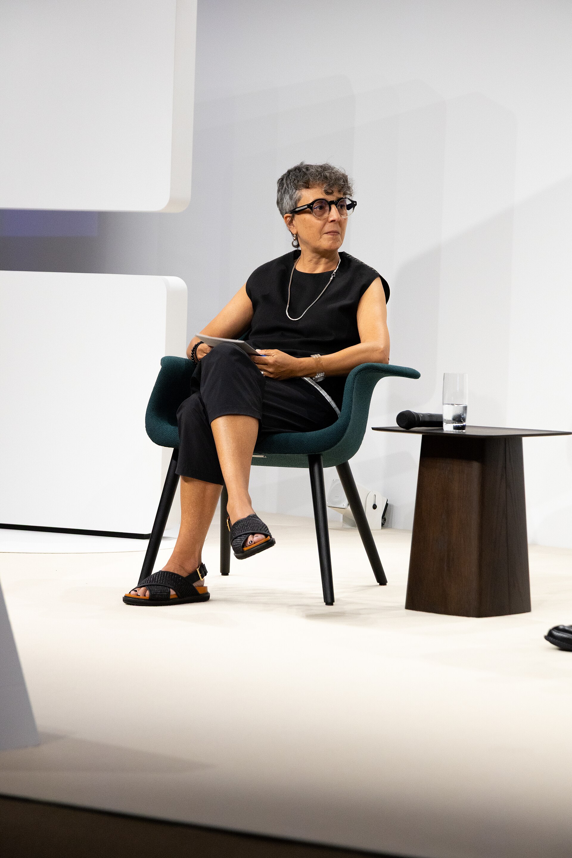 Barbara Casavecchia, writer, curator, and educator, at the Art Basel international art fair in Basel, Switzerland in June 2025.