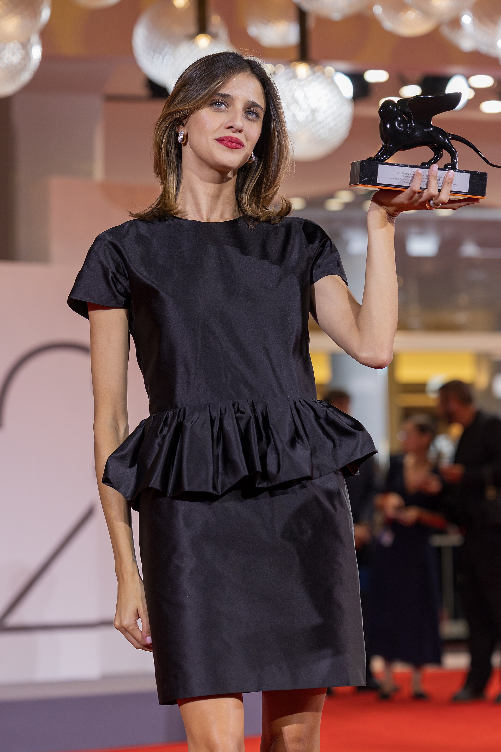 Benedetta Porcaroli, Actress, at 82nd Venice International Film Festival in Venice, Italy for the film Il rapimento di Arabella. Orizzonti Award for Best Actress