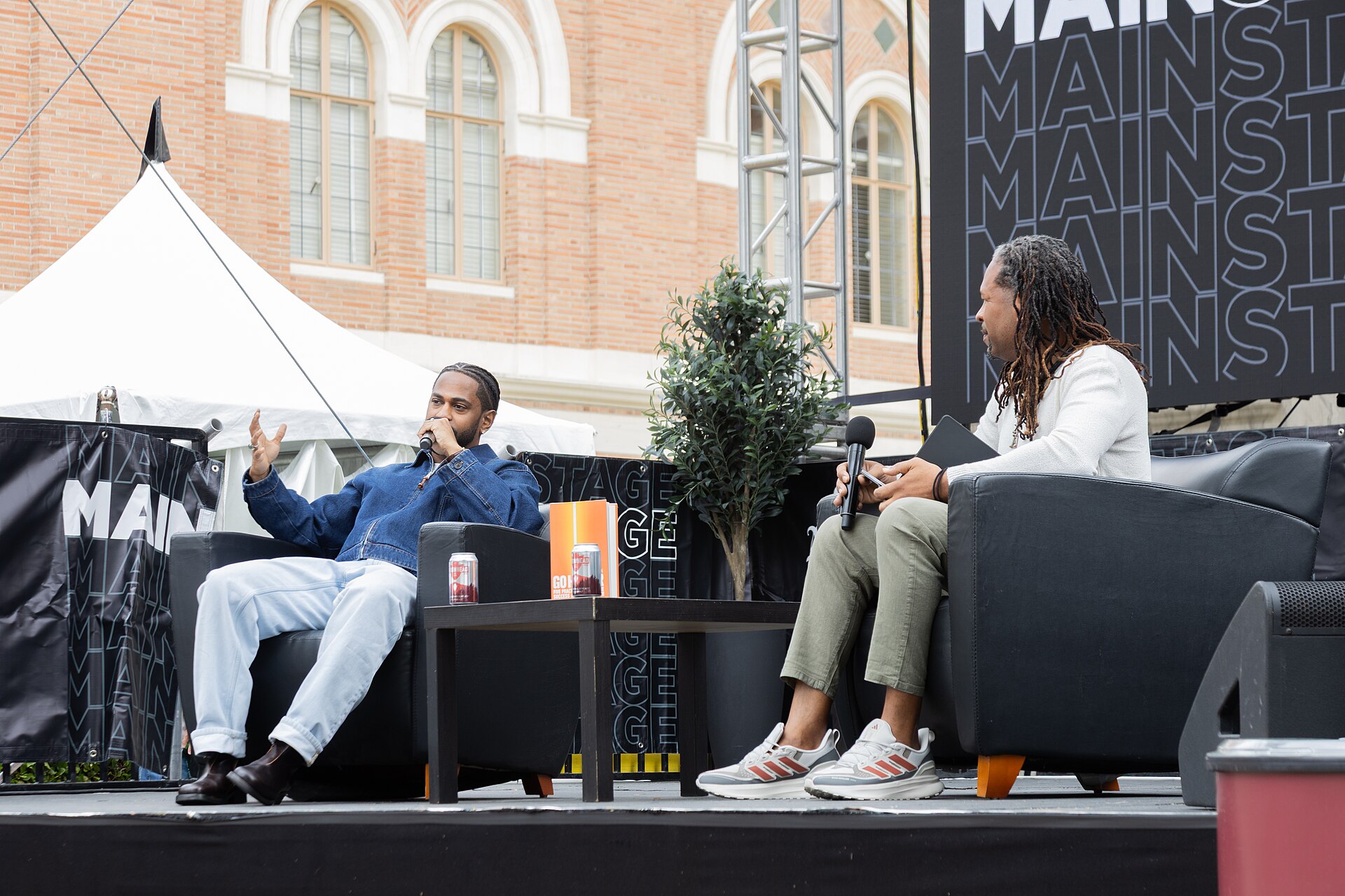 Big Sean and LZ Granderson at the Los Angeles Festival of Books in Los Angeles, California in April 2025.