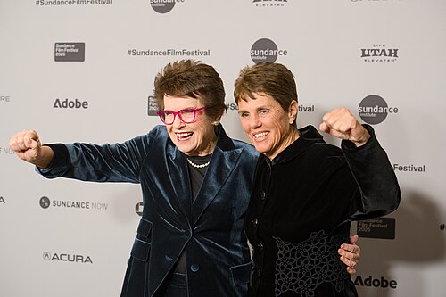 Billie Jean King and Ilana Kloss at the 2026 Sundance Film Festival for the movie Give Me The Ball!.