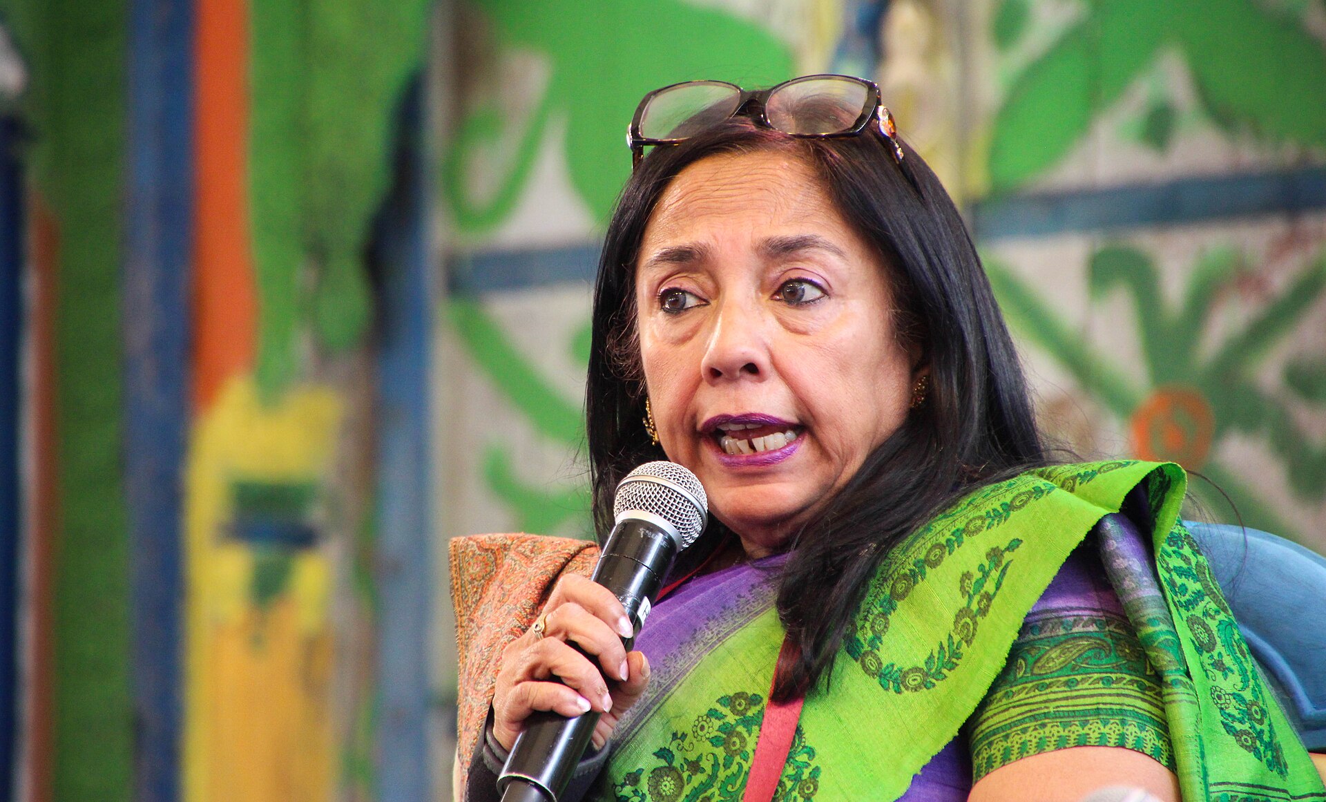 Bishnupriya Dutt, academic and performer, at the 2025 Jaipur Literature Festival in Jaipur, India.