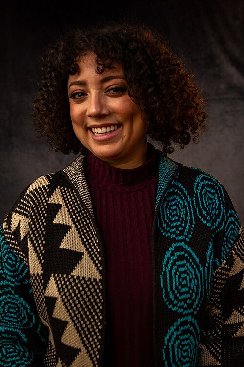 Blaine Morris, director and producer from Los Ángeles, California, at the WikiPortraits studio at the 2025 Sundance Film Festival.