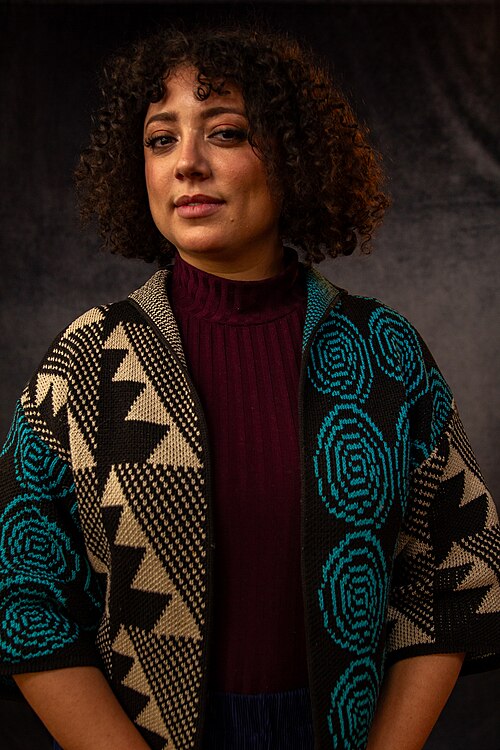 Blaine Morris, director and producer from Los Ángeles, California, at the WikiPortraits studio at the 2025 Sundance Film Festival.