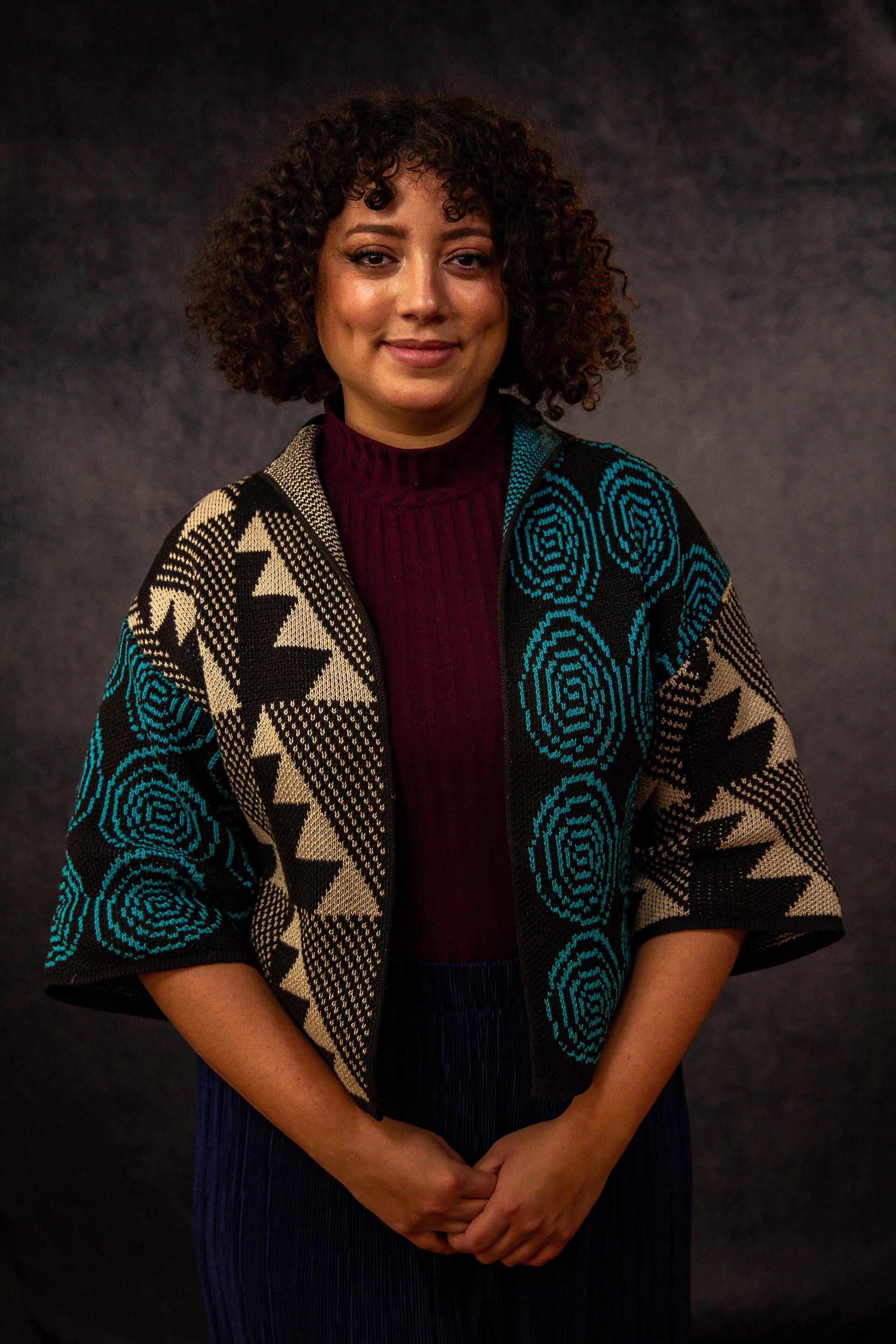 Blaine Morris, director and producer from Los Ángeles, California, at the WikiPortraits studio at the 2025 Sundance Film Festival.