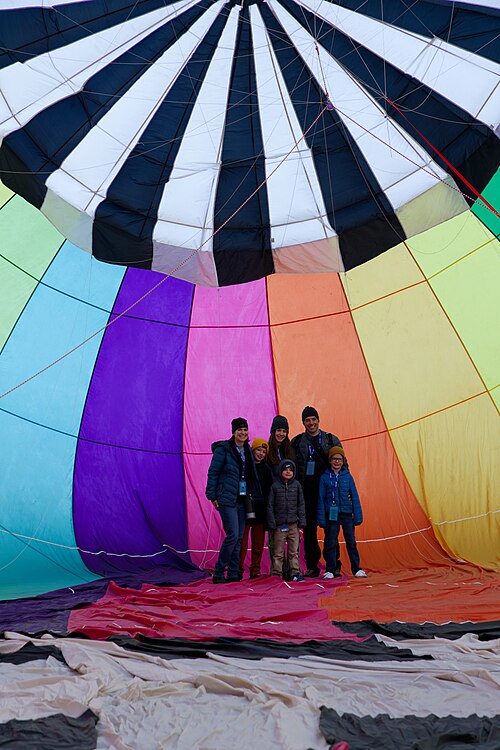 The Pelletier family, featured in the 2024 documentary Blink, before a balloon ride at the 2024 Telluride Film Festival.