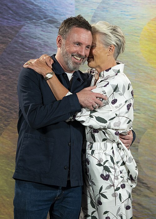 Director Brian Kirk and actress Emma Thompson at the 78th Locarno Film Festival photocall for Dead of Winter