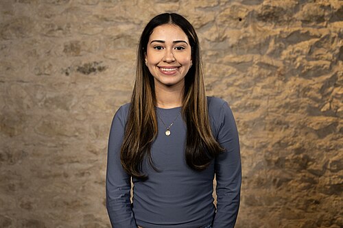 Briana Davila, Student, at the WikiPortraits studio at the 2025 SXSW Festival.