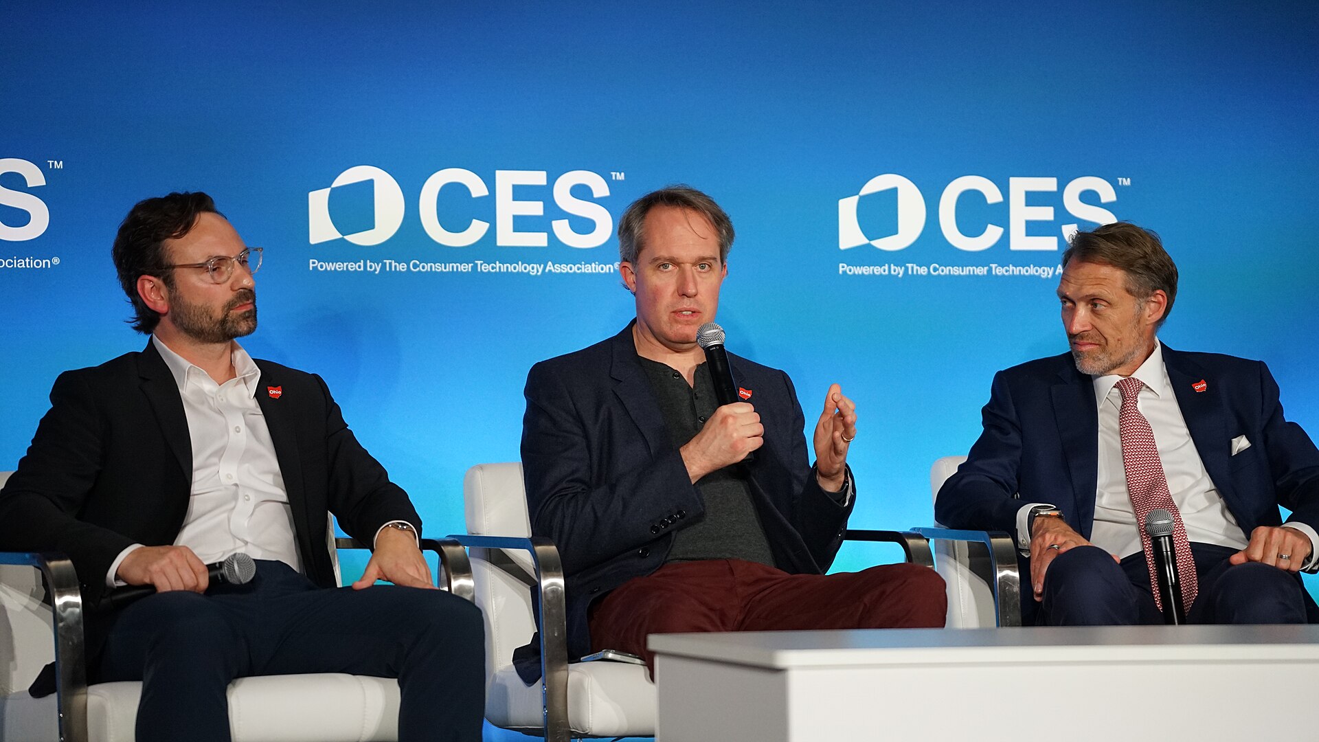 Aaron Slodov, Jacob DeWitte, JoeBen Bevirt at CES 2026 for "Manufacturing the Future: Energy. Mobility. AI., presented by JobsOhio"