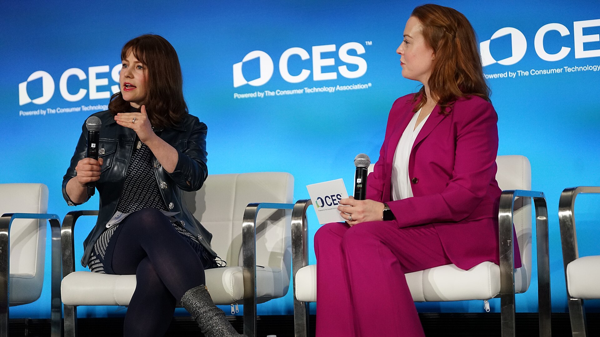 Arielle Roth with Rachel Nemeth at CES 2026 for "Inside Washington: Hot Topics in Tech Policy"