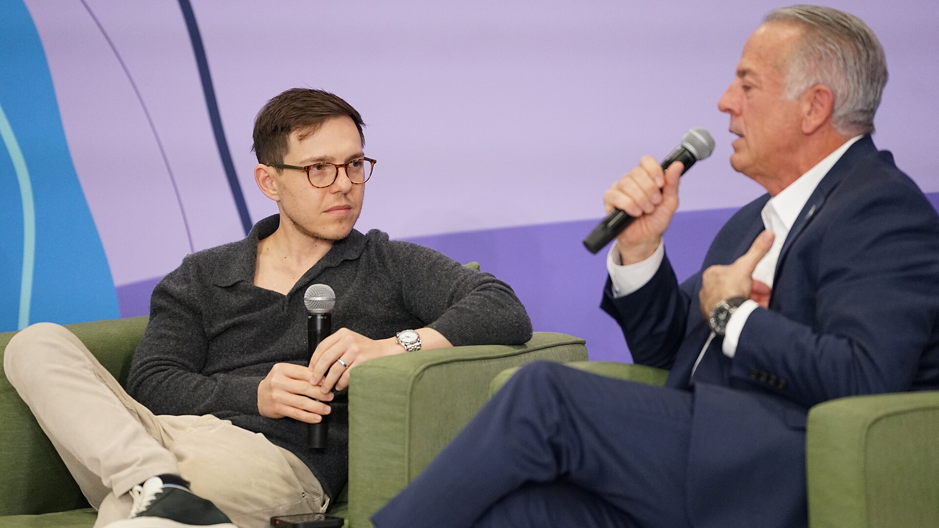 Graham Stephan interviewing Joe Lombardo at CES 2026 in Las Vegas, NV (January 8, 2026) - "The Iced Coffee Hour featuring Governor Joe Lombardo, presented by YouTube"