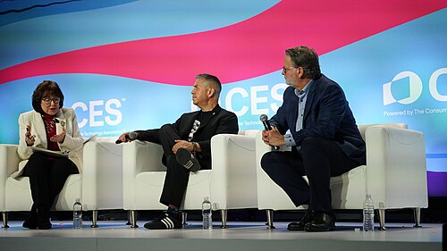 Jacky Rosen, Ben Ray Luján, Gary Peters at CES 2026 for "Senate Perspectives on Emerging Tech Policy"