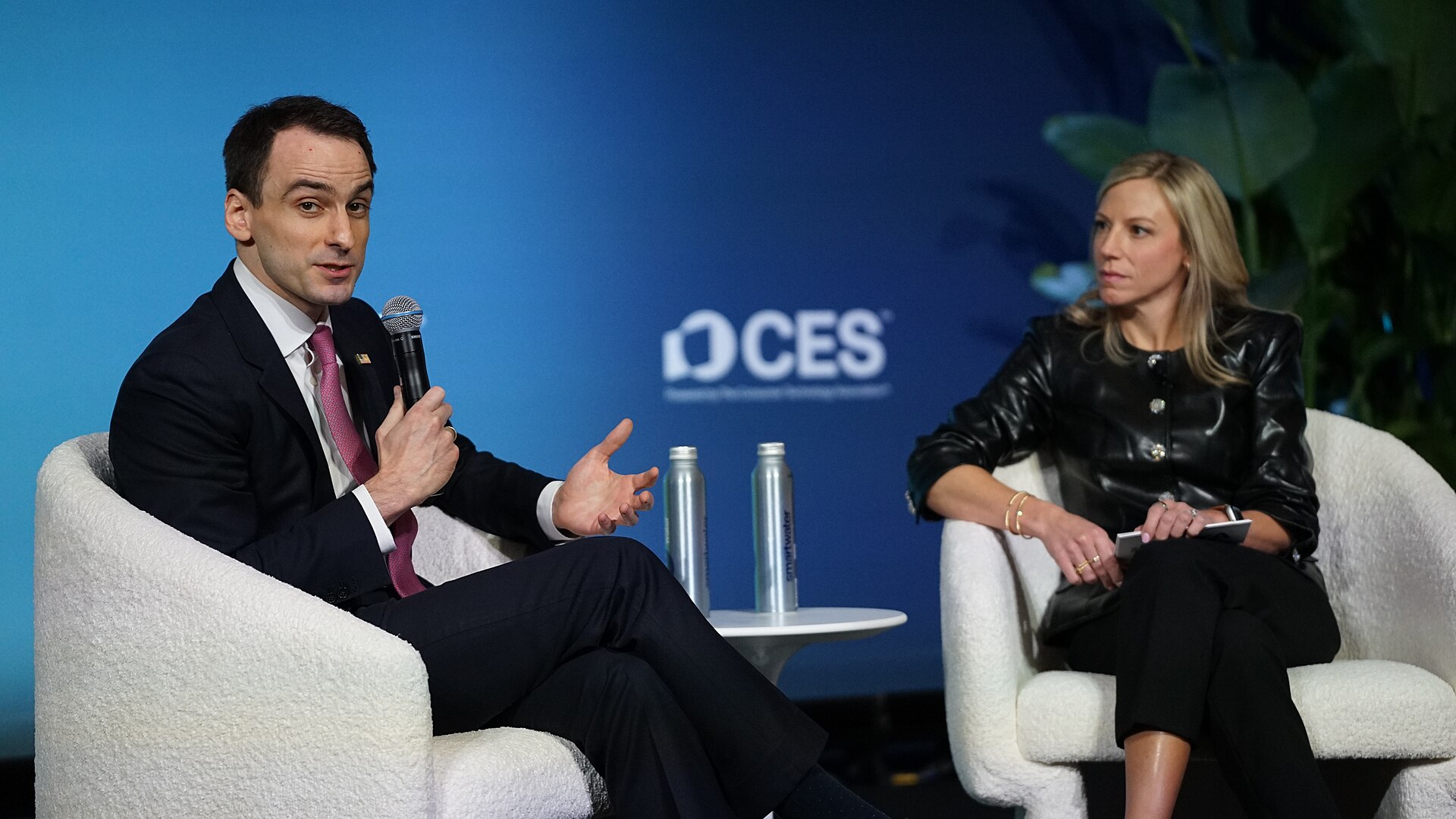 Michael Kratsios and Kinsey Fabrizio at CES 2026 for "America's AI Future: A Fireside Chat with Michael Kratsios"