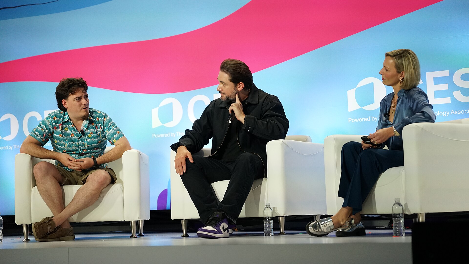 Palmer Luckey, Alexis Ohanian, Caroline Hyde at CES 2026 in Las Vegas, NV for "Back to the Future: Tech’s Nostalgic Revolution"