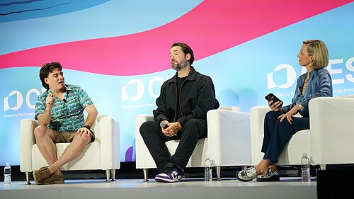 Palmer Luckey, Alexis Ohanian, Caroline Hyde at CES 2026 in Las Vegas, NV for "Back to the Future: Tech’s Nostalgic Revolution"