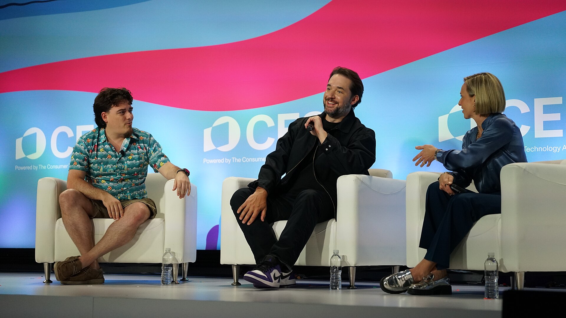 Palmer Luckey, Alexis Ohanian, Caroline Hyde at CES 2026 in Las Vegas, NV for "Back to the Future: Tech’s Nostalgic Revolution"