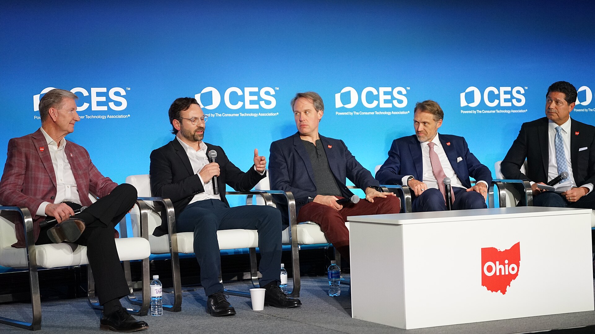 Ted Carter, Aaron Slodov, Jacob DeWitte, JoeBen Bevirt, J.P. Nauseef at CES 2026 for "Manufacturing the Future: Energy. Mobility. AI., presented by JobsOhio"