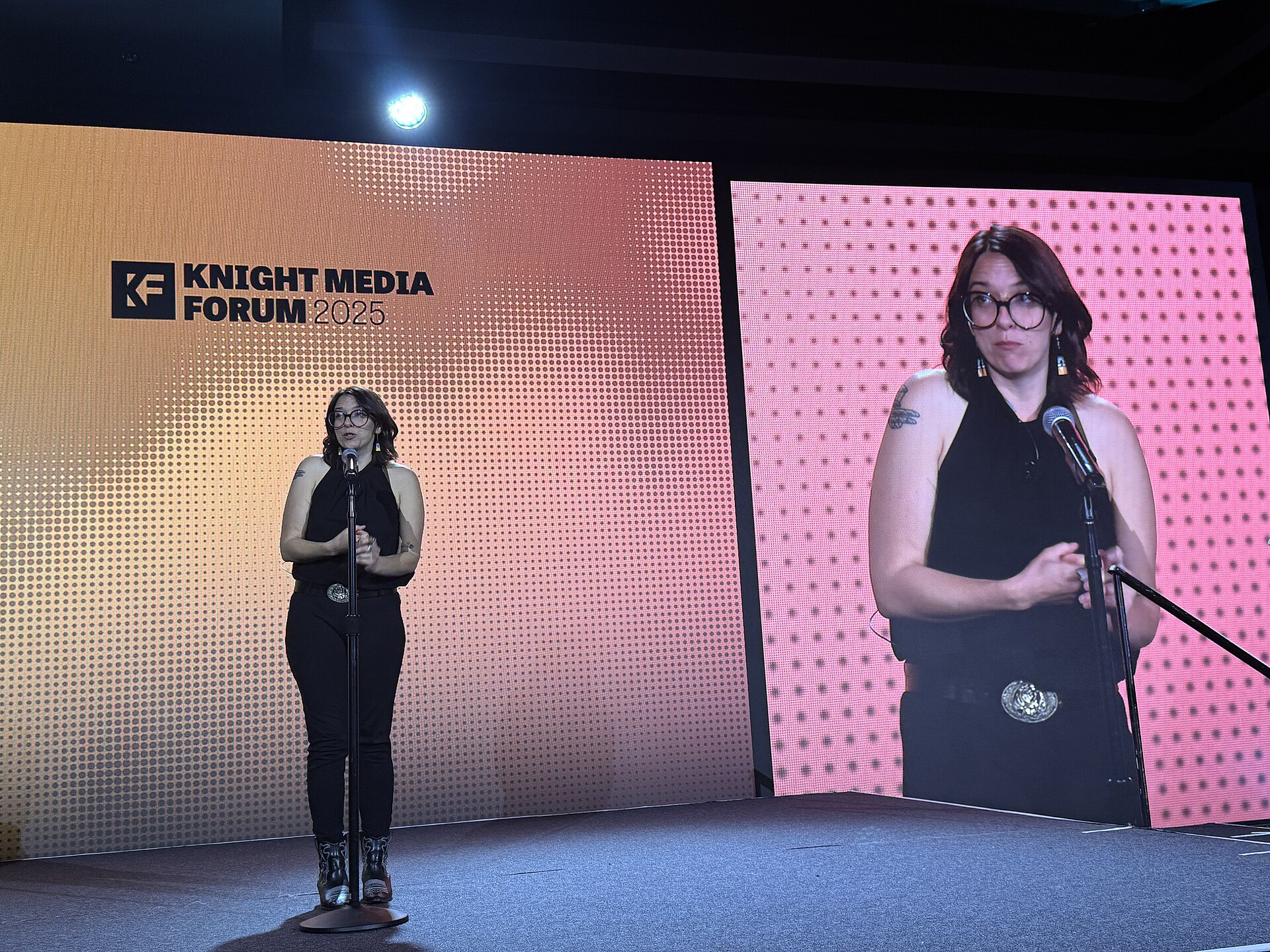 Caitlin McGlade, Investigative Reporter at The Arizona Republic, speaking at the 2025 Knight Media Forum in Miami, Florida in February 2025