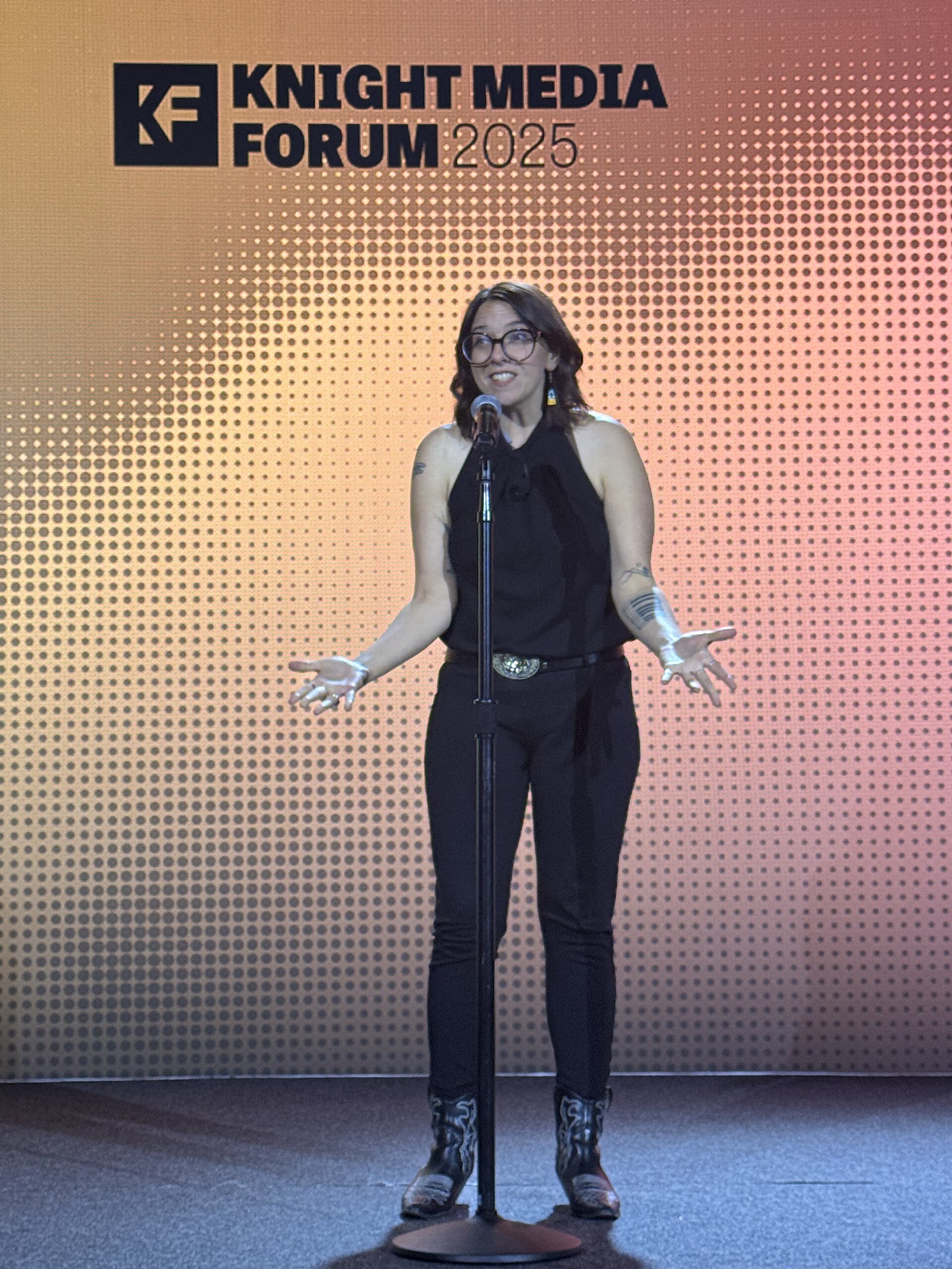 Caitlin McGlade, Investigative Reporter at The Arizona Republic, speaking at the 2025 Knight Media Forum in Miami, Florida in February 2025