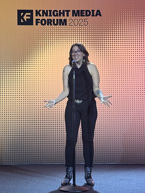 Caitlin McGlade, Investigative Reporter at The Arizona Republic, speaking at the 2025 Knight Media Forum in Miami, Florida in February 2025