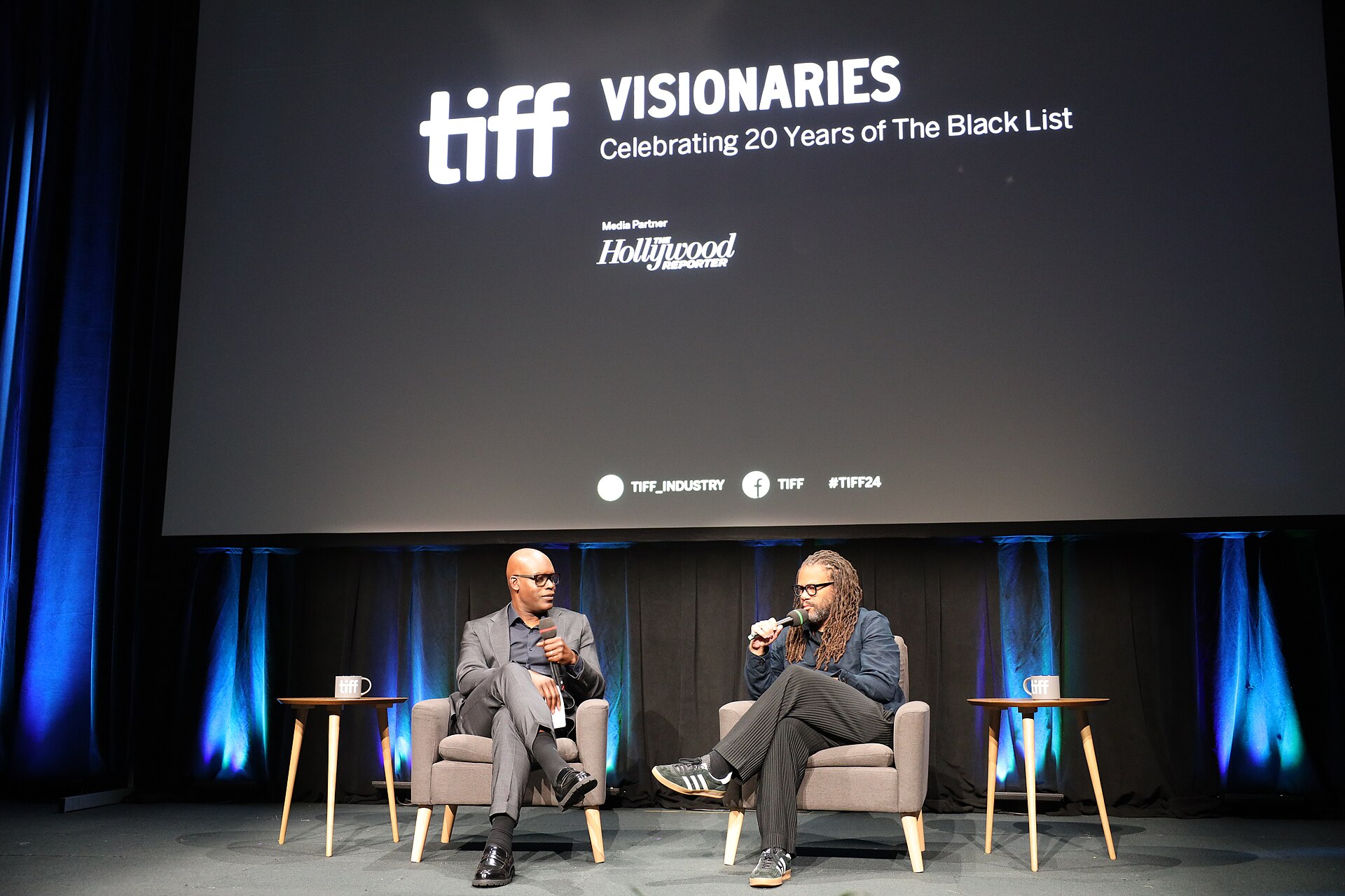Cameron Bailey and Franklin Leonard, CEO of Toronto International Film Festival and CEO of The Black List respectively, at the 2024 Toronto International Film Festival (TIFF) for the movie  Celebrating 20 Years of The Black List.