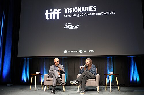 Cameron Bailey and Franklin Leonard, CEO of Toronto International Film Festival and CEO of The Black List respectively, at the 2024 Toronto International Film Festival (TIFF) for the movie  Celebrating 20 Years of The Black List.