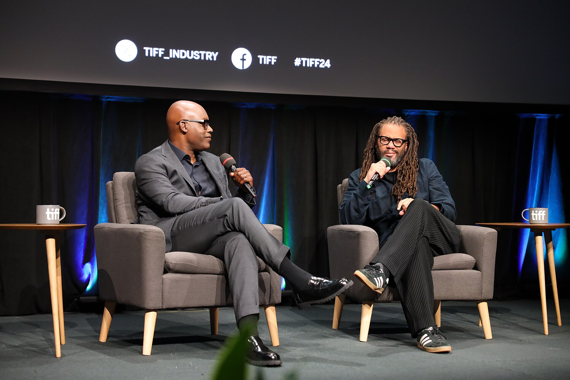 Cameron Bailey and Franklin Leonard, CEO of Toronto International Film Festival and CEO of The Black List respectively, at the 2024 Toronto International Film Festival (TIFF) for the movie  Celebrating 20 Years of The Black List.