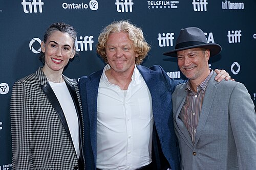 Caroline Kessler, Tyler Measom, and Luke Geissbuhler at the 2024 Toronto International Film Festival (TIFF) for the movie Takin' Care of Business.